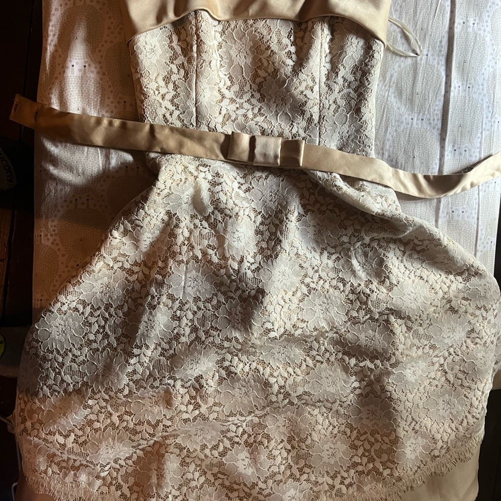 White House Black Market Beige Strapless Dress